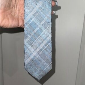 Calvin Klein Blue and White Plaid Tie for Formal Wear